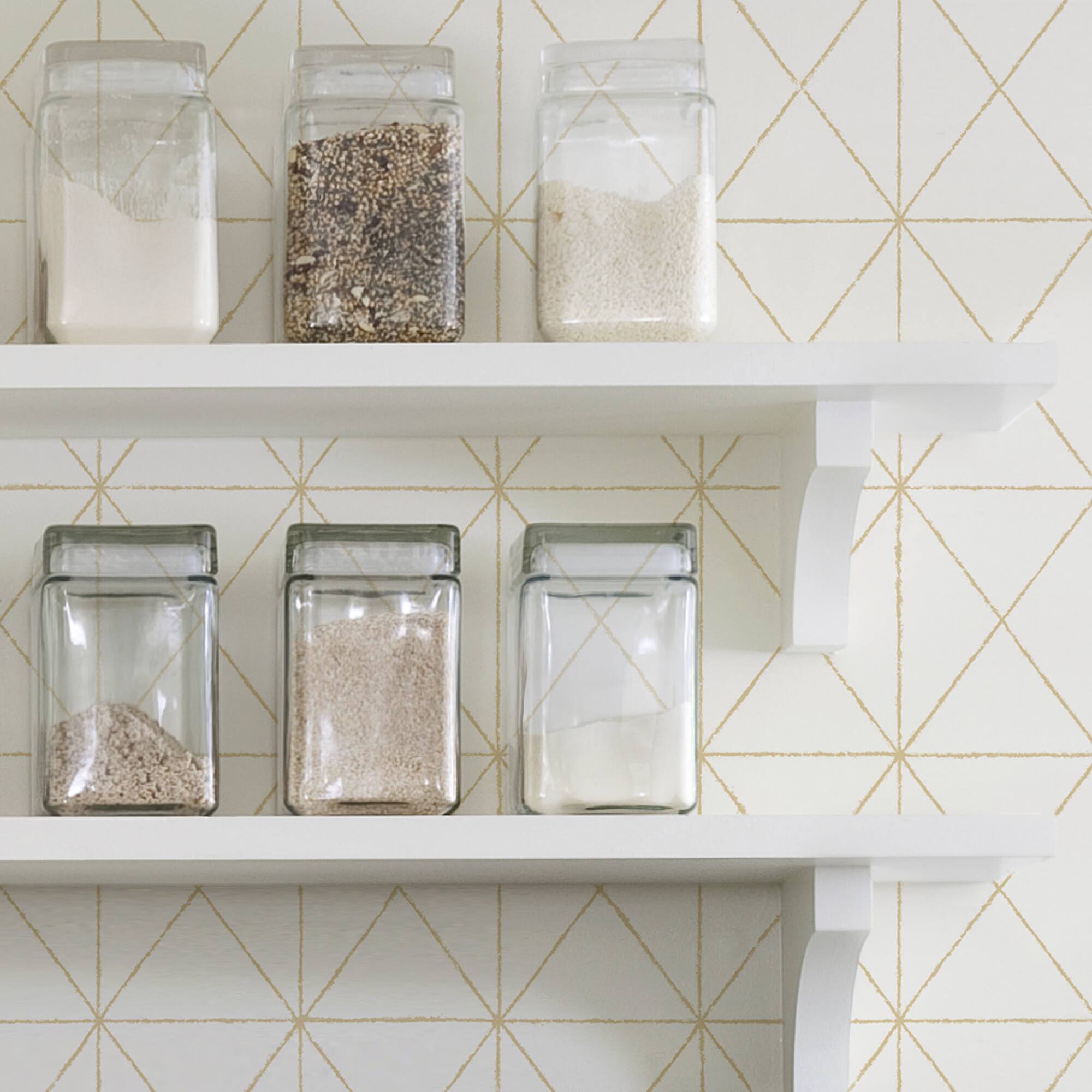 Wallpops White & Gold Get In Line Peel & Stick Wallpaper